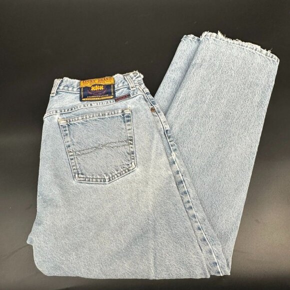 Vintage Lucky Brand Jeans Women's 18 Blue Dungarees Denim 90s Made in USA - Picture 1 of 12